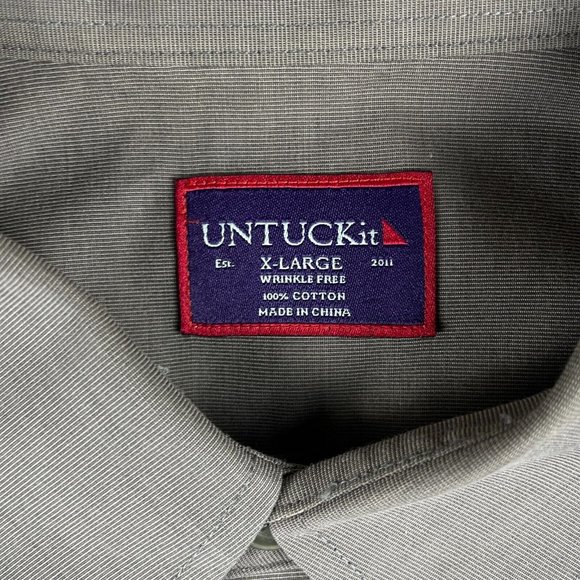 UNTUCKit Sangiovese Shirt Mens Size X-Large Gray Relaxed Fit Wrinkle Free Button - Picture 5 of 11